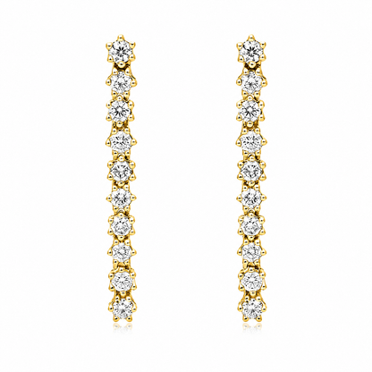 Round Cut Lab Grown Diamond Linear Drop Earrings ✧ 0.7 Carat