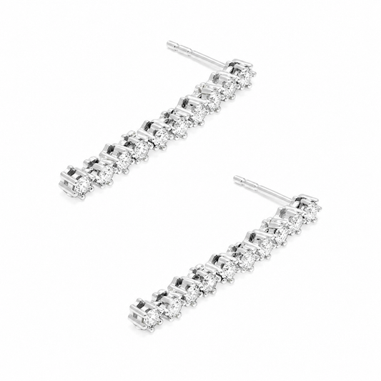 Round Cut Lab Grown Diamond Linear Drop Earrings ✧ 0.7 Carat