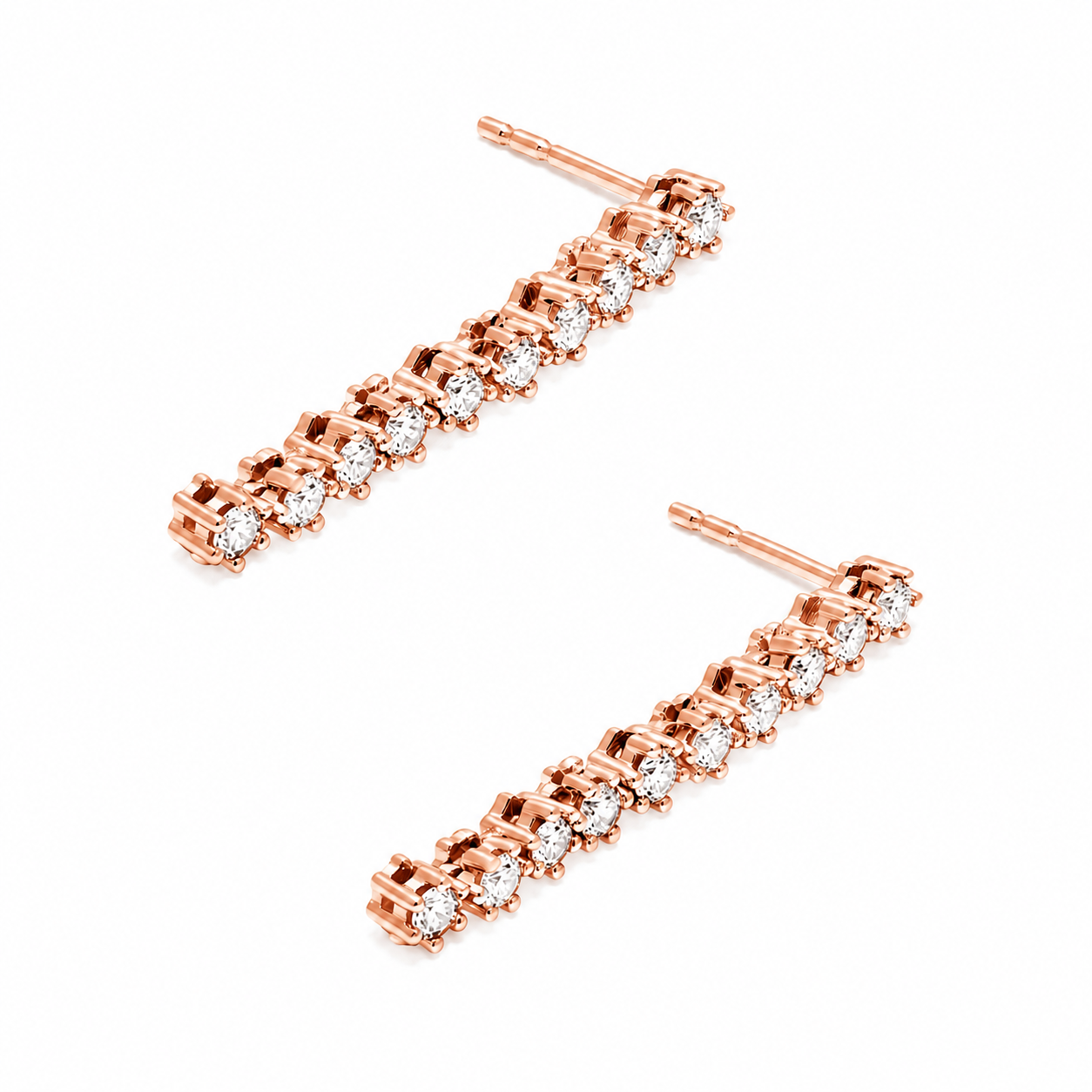 Round Cut Lab Grown Diamond Linear Drop Earrings ✧ 0.7 Carat