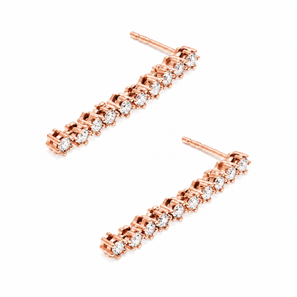 Round Cut Lab Grown Diamond Linear Drop Earrings ✧ 0.7 Carat