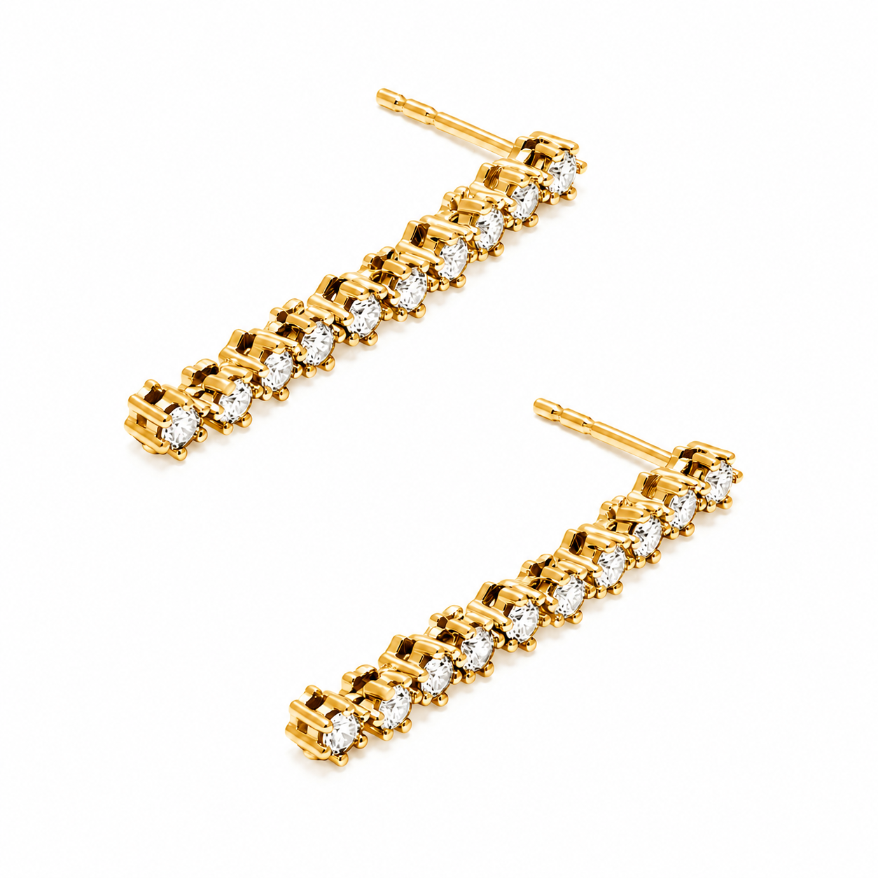 Round Cut Lab Grown Diamond Linear Drop Earrings ✧ 0.7 Carat