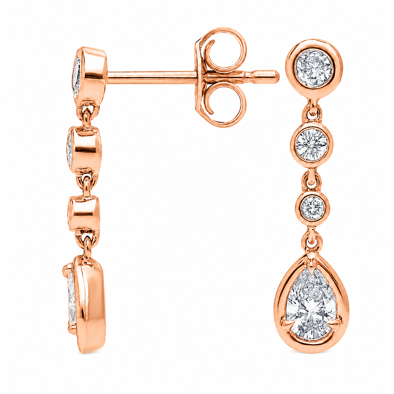 Seraphine - Round and Pear Cut Lab Grown Diamond Drop Earrings ✧ 0.5 Carat