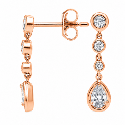Seraphine - Round and Pear Cut Lab Grown Diamond Drop Earrings ✧ 0.5 Carat