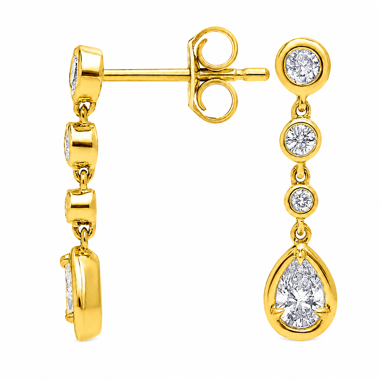 Seraphine - Round and Pear Cut Lab Grown Diamond Drop Earrings ✧ 0.5 Carat