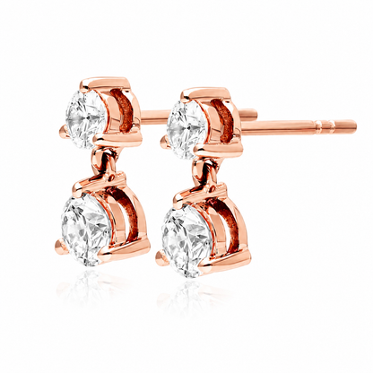 Adélie - Round Cut Lab Grown Diamond Drop Earrings ✧ 0.8 Carat