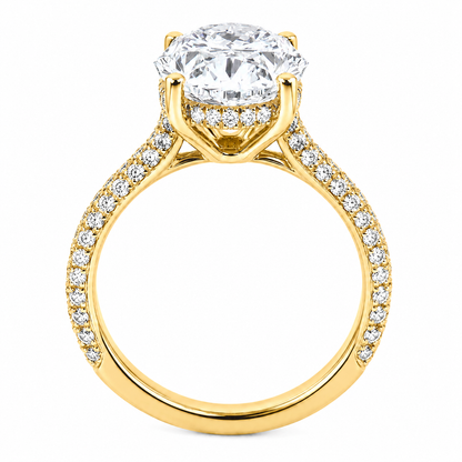 Oval Cut Hidden Halo Lab Grown Diamond Ring with 3-side Pavé Band ✧ 1-4 Carat