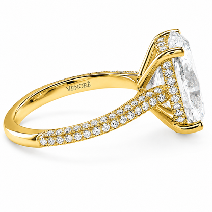 Oval Cut Hidden Halo Lab Grown Diamond Ring with 3-side Pavé Band ✧ 1-4 Carat