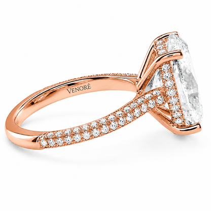 Oval Cut Hidden Halo Lab Grown Diamond Ring with 3-side Pavé Band ✧ 1-4 Carat