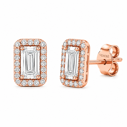 Emerald Cut With Halo Lab Grown Diamond Earrings ✧ 1-4 Carat