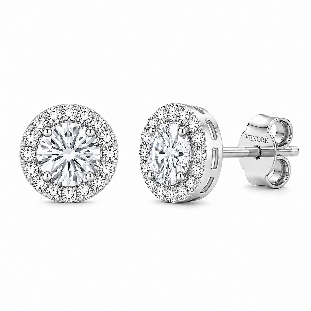 Round Cut With Halo Lab Grown Diamond Earrings ✧ 1-4 Carat