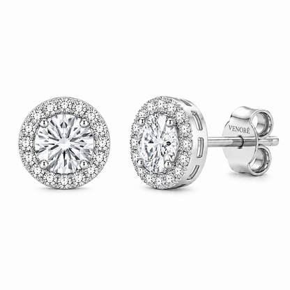 Round Cut With Halo Lab Grown Diamond Earrings ✧ 1-4 Carat