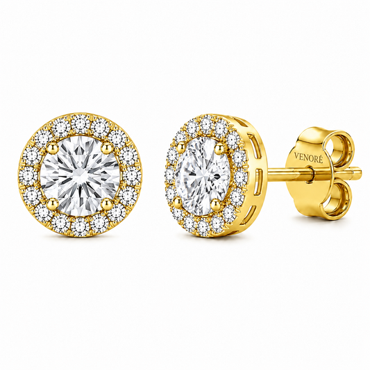 Round Cut With Halo Lab Grown Diamond Earrings ✧ 1-4 Carat