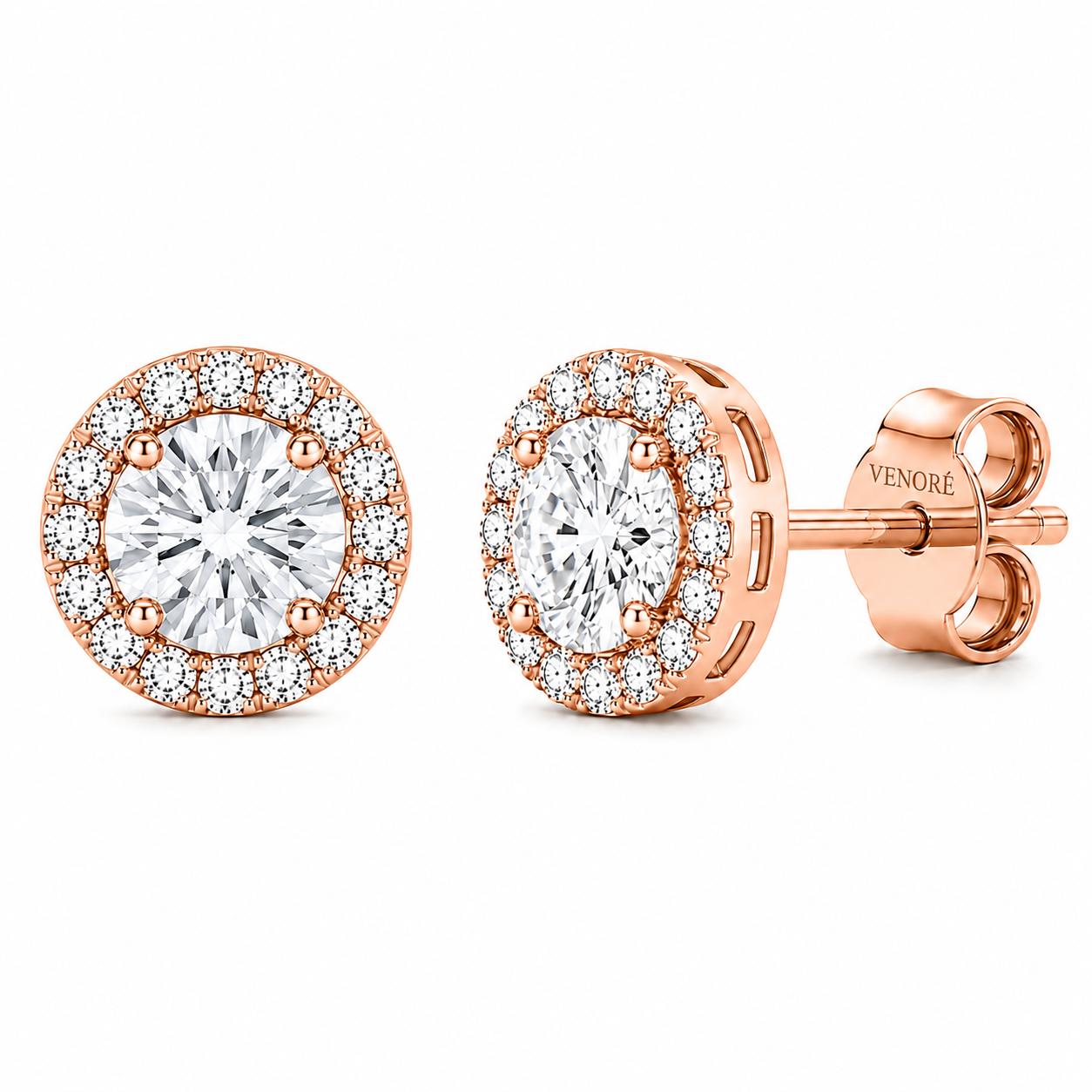 Round Cut With Halo Lab Grown Diamond Earrings ✧ 1-4 Carat