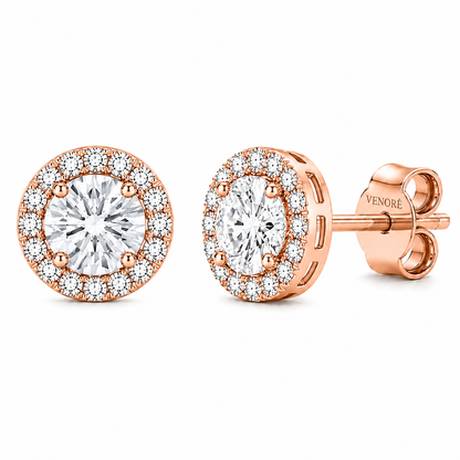 Round Cut With Halo Lab Grown Diamond Earrings ✧ 1-4 Carat
