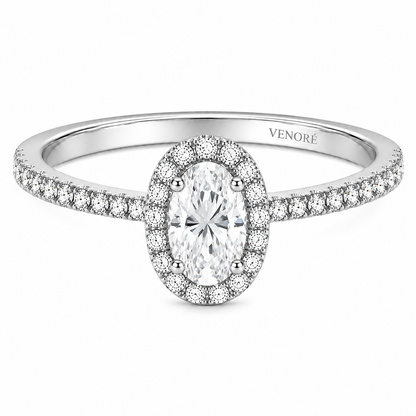 Oval Cut Halo Lab Grown Diamond Ring with Pavé Band ✧ 1-4 Carat