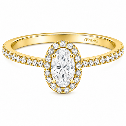 Oval Cut Halo Lab Grown Diamond Ring with Pavé Band ✧ 1-4 Carat