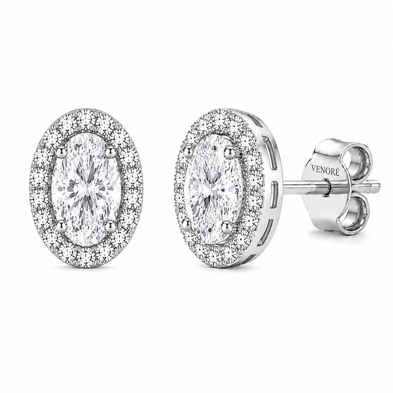 Oval Cut With Halo Lab Grown Diamond Earrings ✧ 1-4 Carat