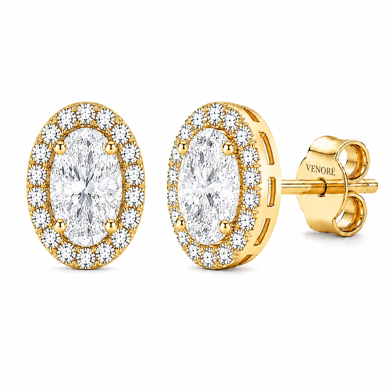 Oval Cut With Halo Lab Grown Diamond Earrings ✧ 1-4 Carat