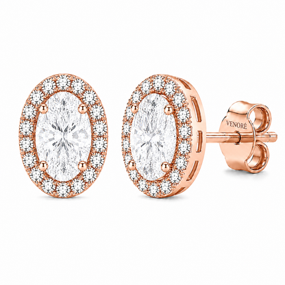Oval Cut With Halo Lab Grown Diamond Earrings ✧ 1-4 Carat