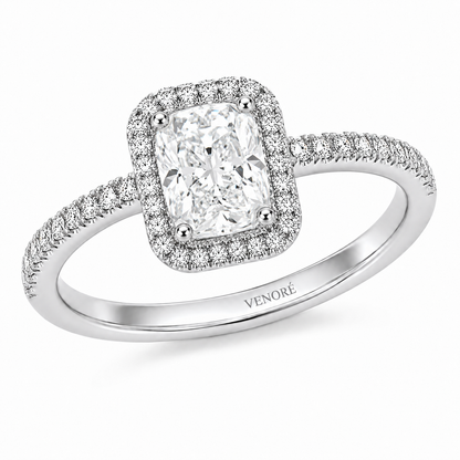 Elongated Cushion Cut Halo Lab Grown Diamond Ring with Pavé Band ✧ 1-4 Carat