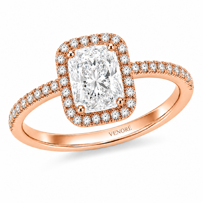 Elongated Cushion Cut Halo Lab Grown Diamond Ring with Pavé Band ✧ 1-4 Carat