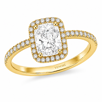 Elongated Cushion Cut Halo Lab Grown Diamond Ring with Pavé Band ✧ 1-4 Carat