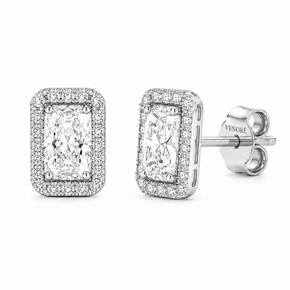 Elongated Cushion Cut With Halo Lab Grown Diamond Earrings ✧ 1-4 Carat