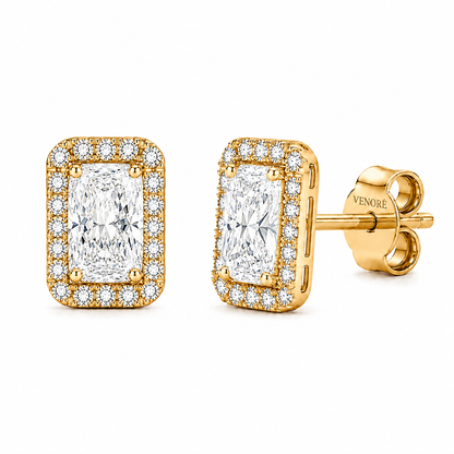 Elongated Cushion Cut With Halo Lab Grown Diamond Earrings ✧ 1-4 Carat