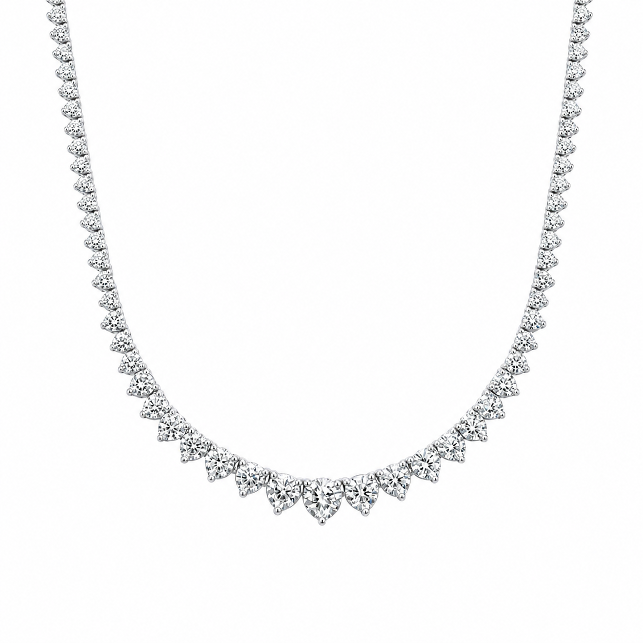 Graduated Tennis Necklace Round Cut Lab Grown Diamond ✧ 5 & 7 Carat
