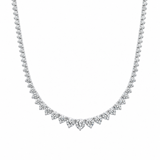 Graduated Tennis Necklace Round Cut Lab Grown Diamond ✧ 5 & 7 Carat