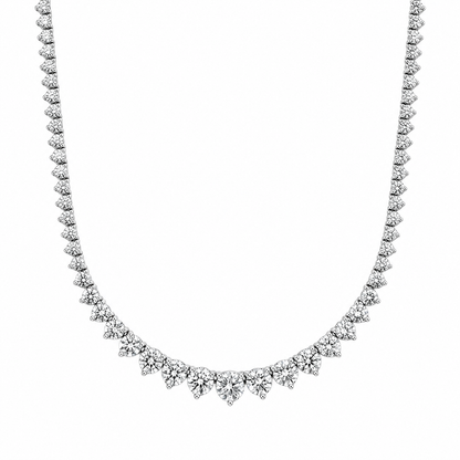 Graduated Tennis Necklace Round Cut Lab Grown Diamond ✧ 5 & 7 Carat