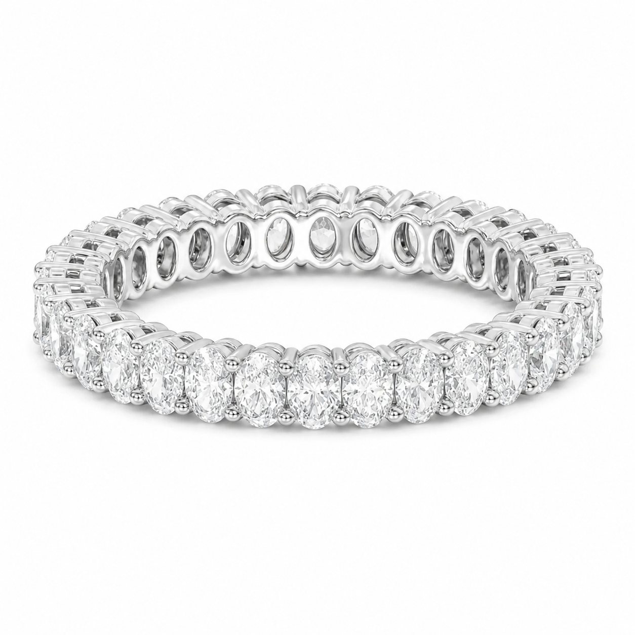 Full Eternity Ring With Shared Prong Setting Oval Cut Lab Grown Diamonds ✧ 2.5 Carat