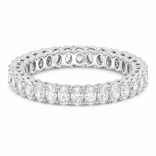 Full Eternity Ring With Shared Prong Setting Oval Cut Lab Grown Diamonds ✧ 2.5 Carat