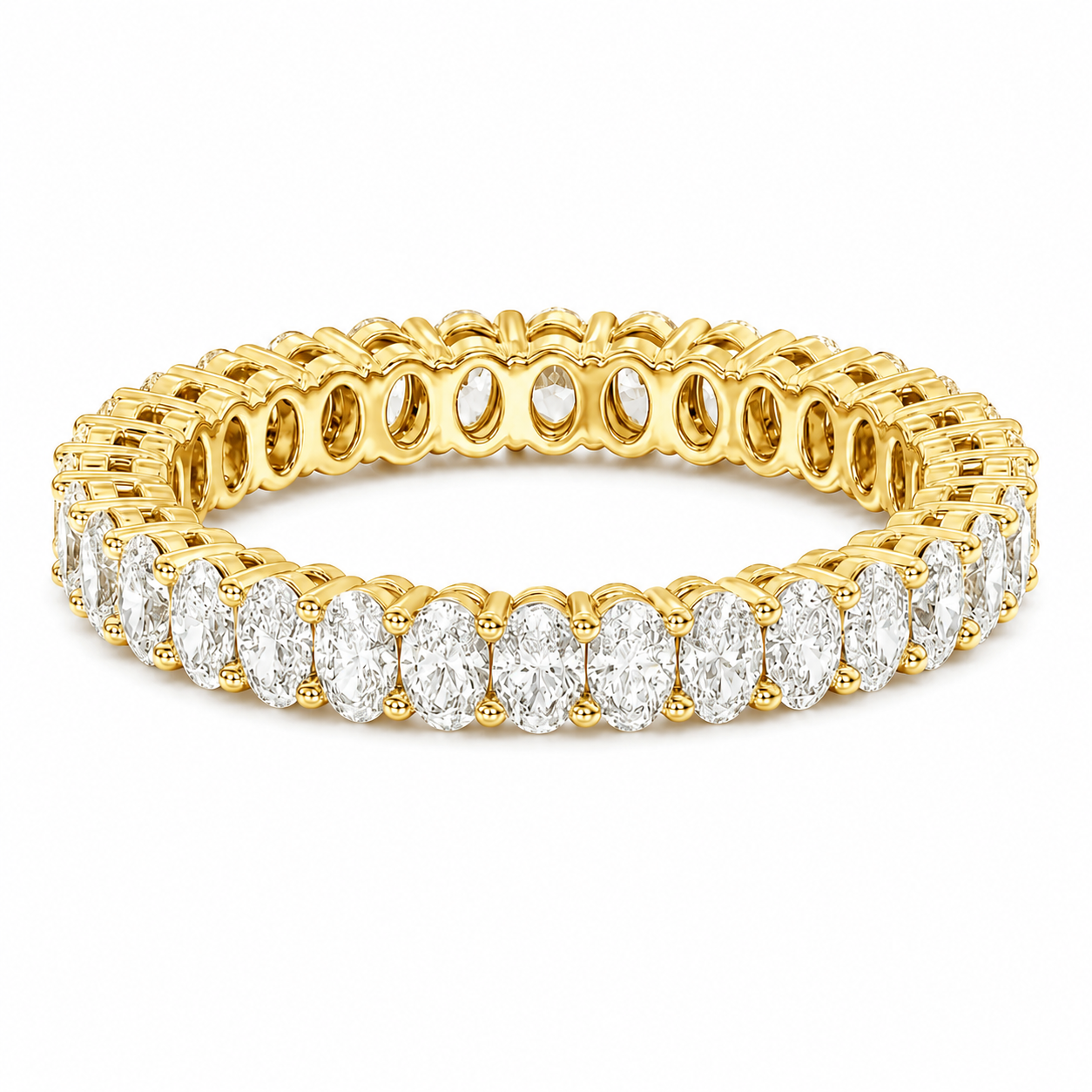 Full Eternity Ring With Shared Prong Setting Oval Cut Lab Grown Diamonds ✧ 2.5 Carat