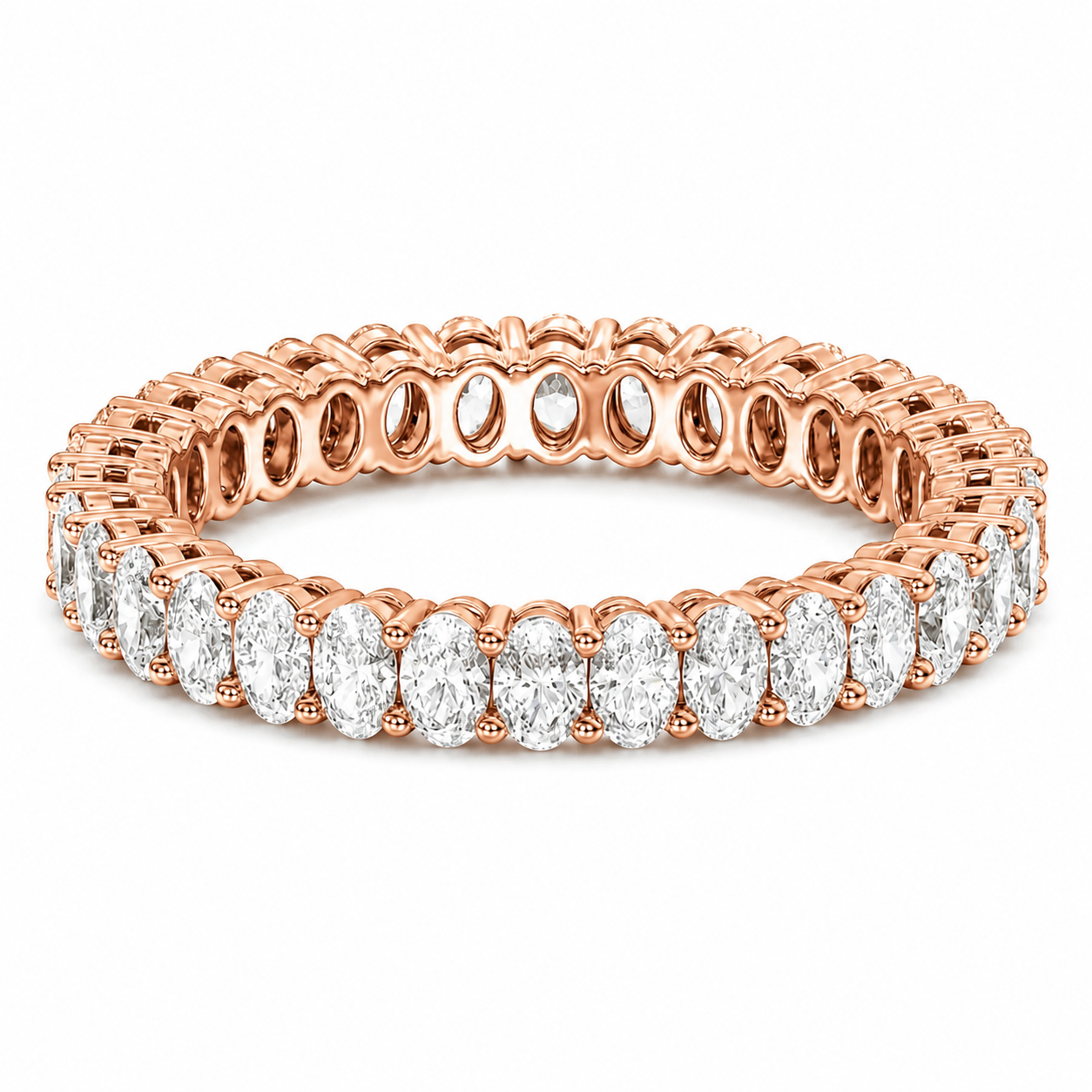 Full Eternity Ring With Shared Prong Setting Oval Cut Lab Grown Diamonds ✧ 2.5 Carat