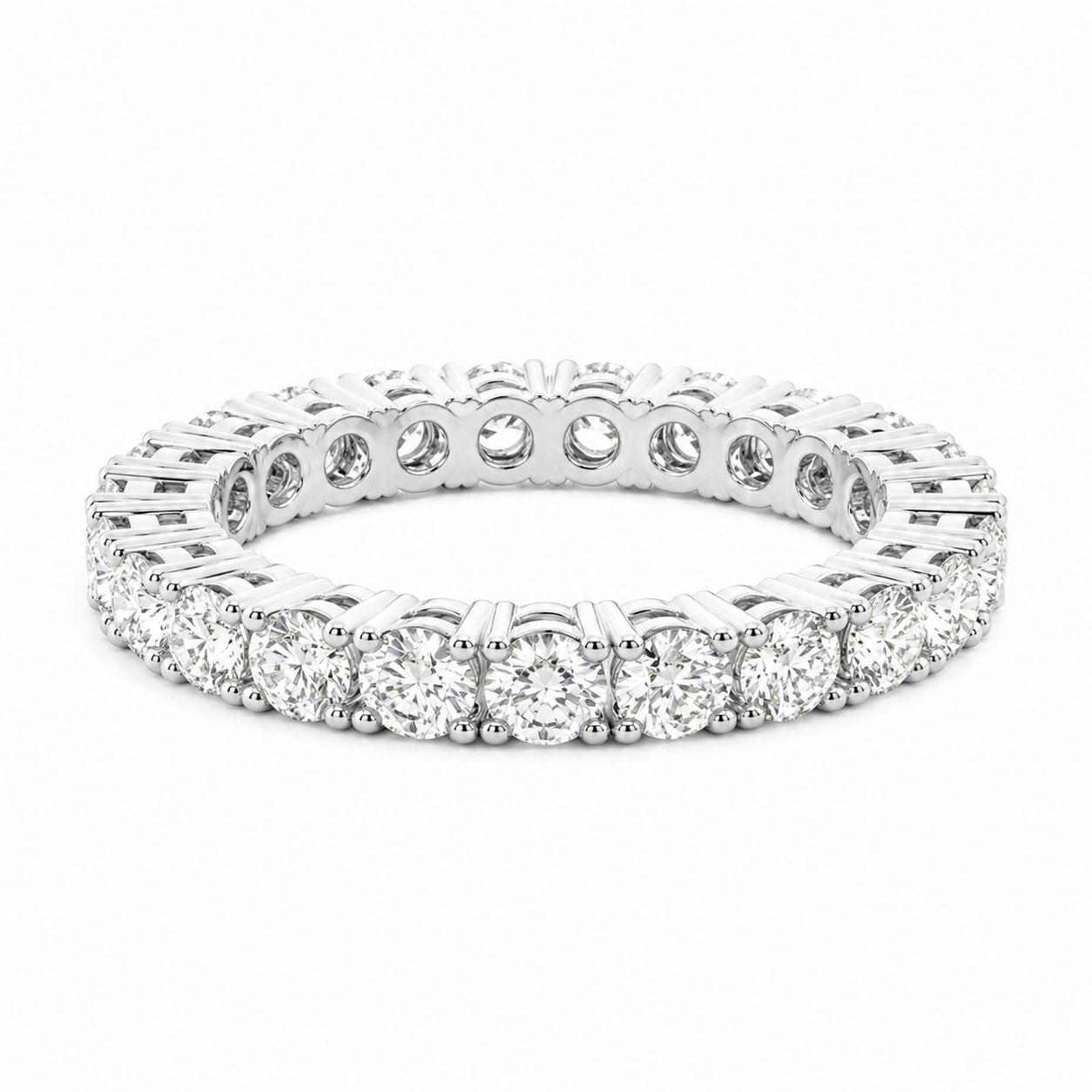 Full Eternity Ring With 4-Prong Setting Round Cut Lab Grown Diamonds ✧ 2 Carat