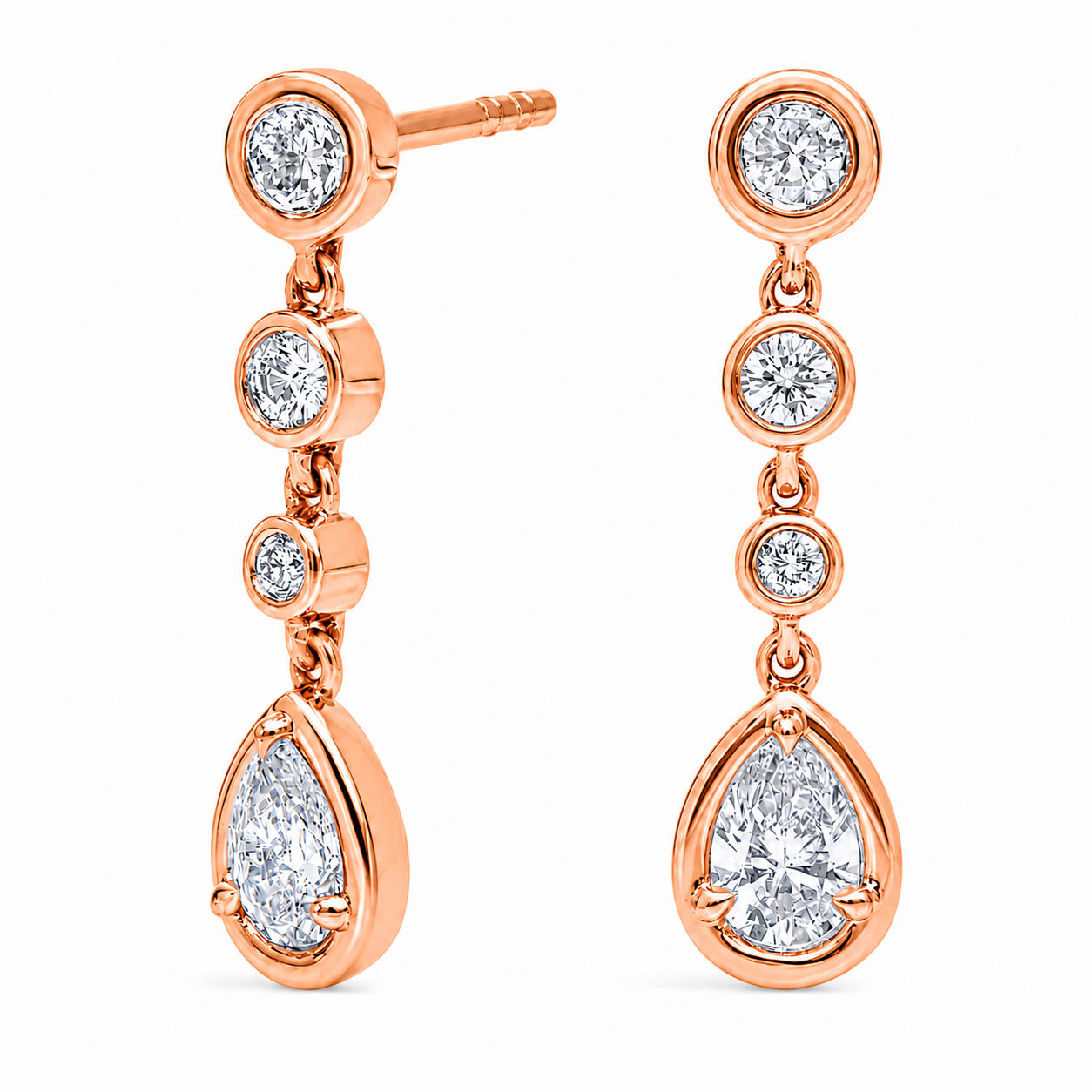 Seraphine - Round and Pear Cut Lab Grown Diamond Drop Earrings ✧ 0.5 Carat