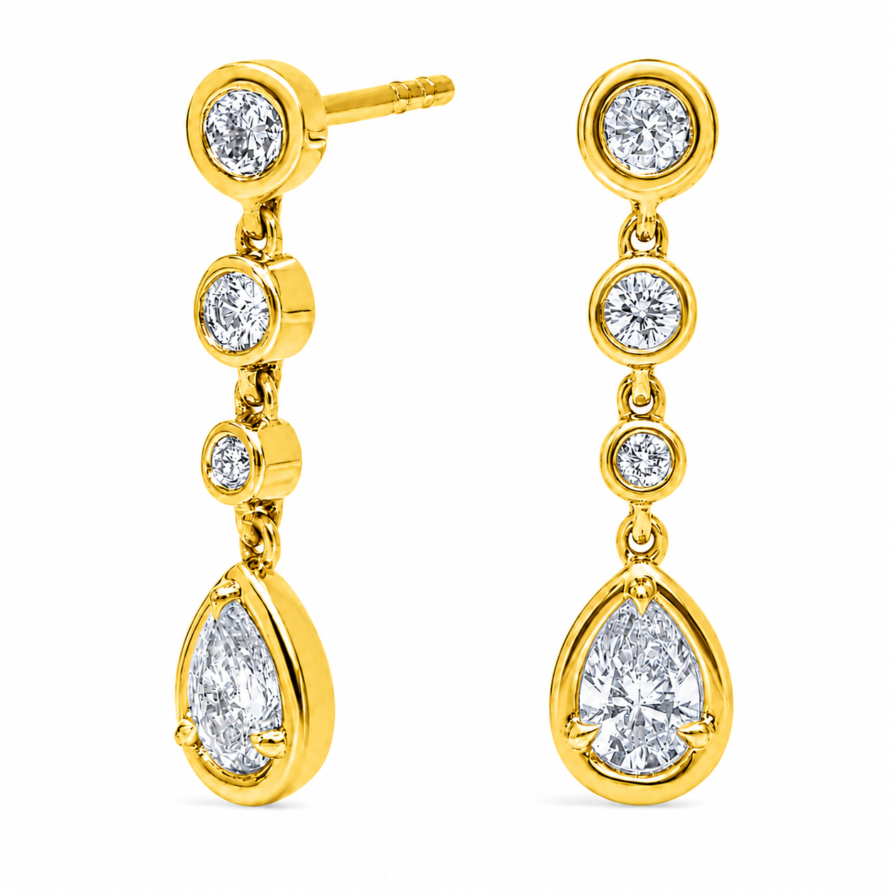 Seraphine - Round and Pear Cut Lab Grown Diamond Drop Earrings ✧ 0.5 Carat
