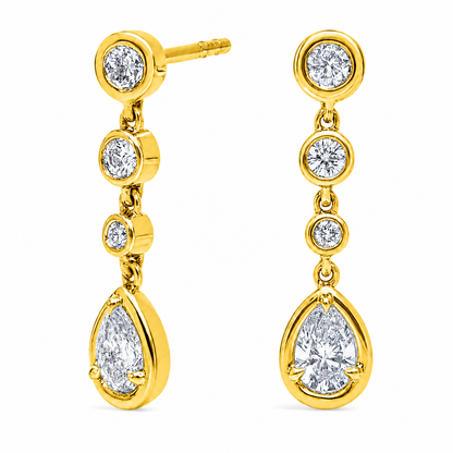 Seraphine - Round and Pear Cut Lab Grown Diamond Drop Earrings ✧ 0.5 Carat