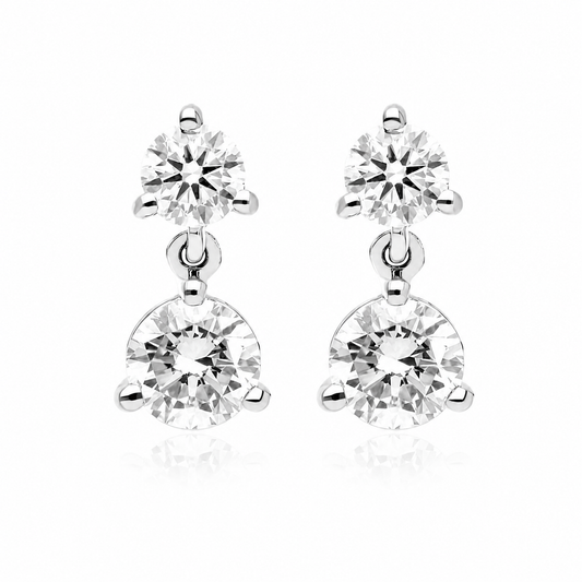 Adélie - Round Cut Lab Grown Diamond Drop Earrings ✧ 0.8 Carat