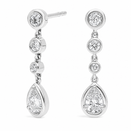 Seraphine - Round and Pear Cut Lab Grown Diamond Drop Earrings ✧ 0.5 Carat